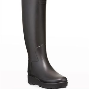 Hunter Boot Refined Creeper Tall Rain Boots water-resistant rubber